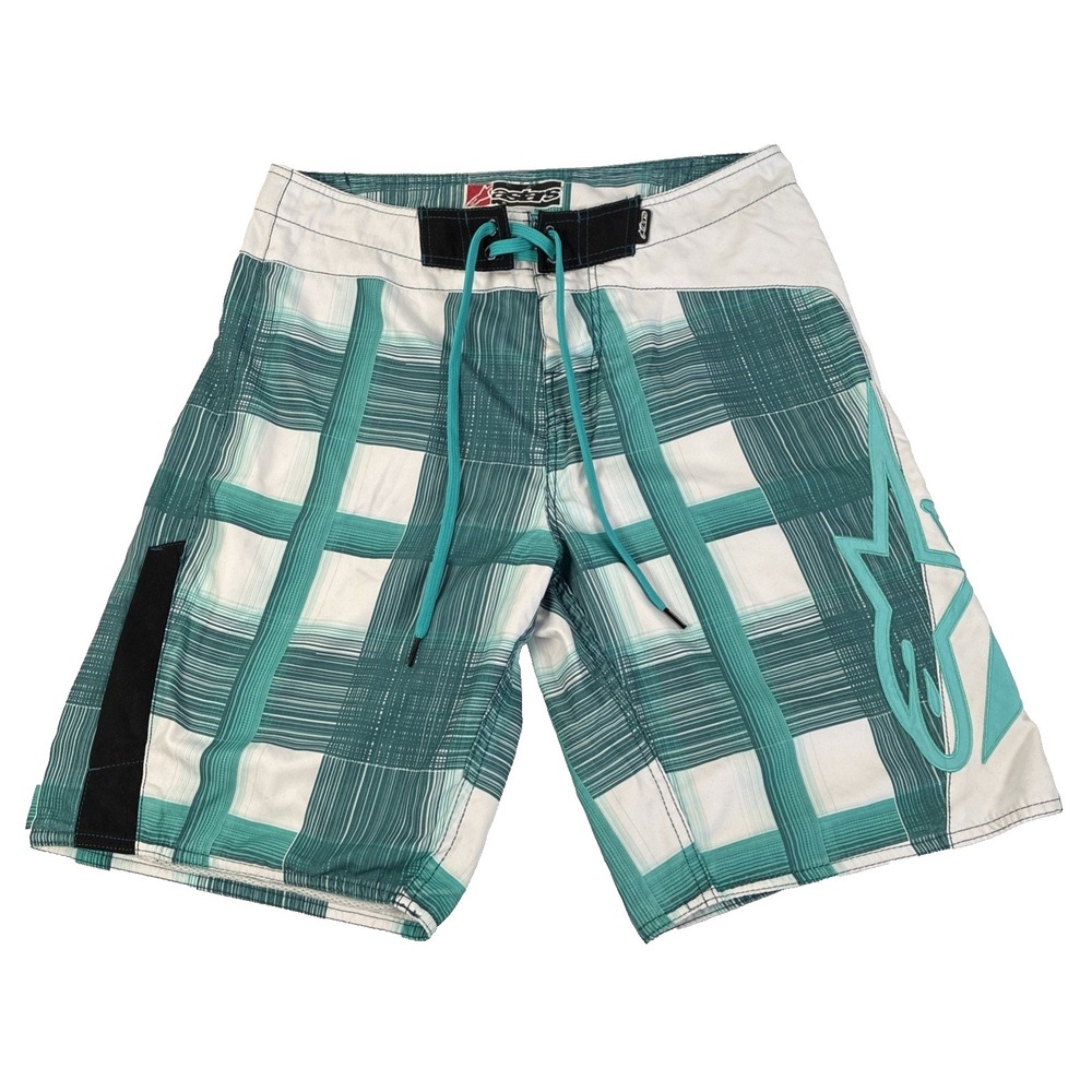 Vintage Y2K Alpine Stars Mens Board Shorts Swim Trunks Size 32 Blue White